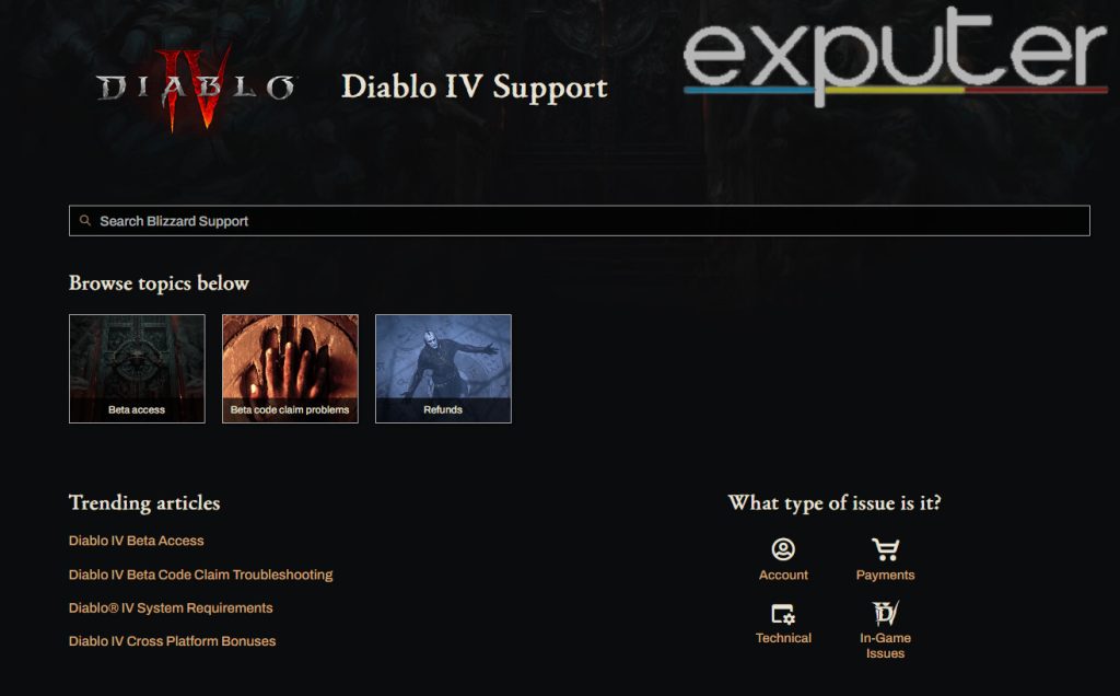 Diablo 4 official customer support