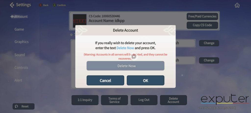 Delete Account Prompt