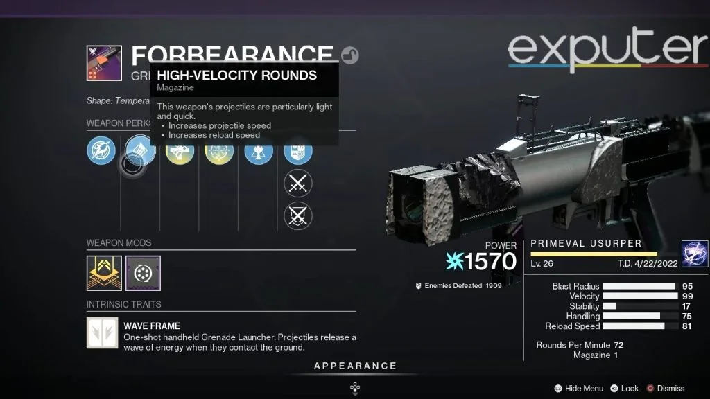 Destiny 2 Forbearance Forbearance grenade launcher 