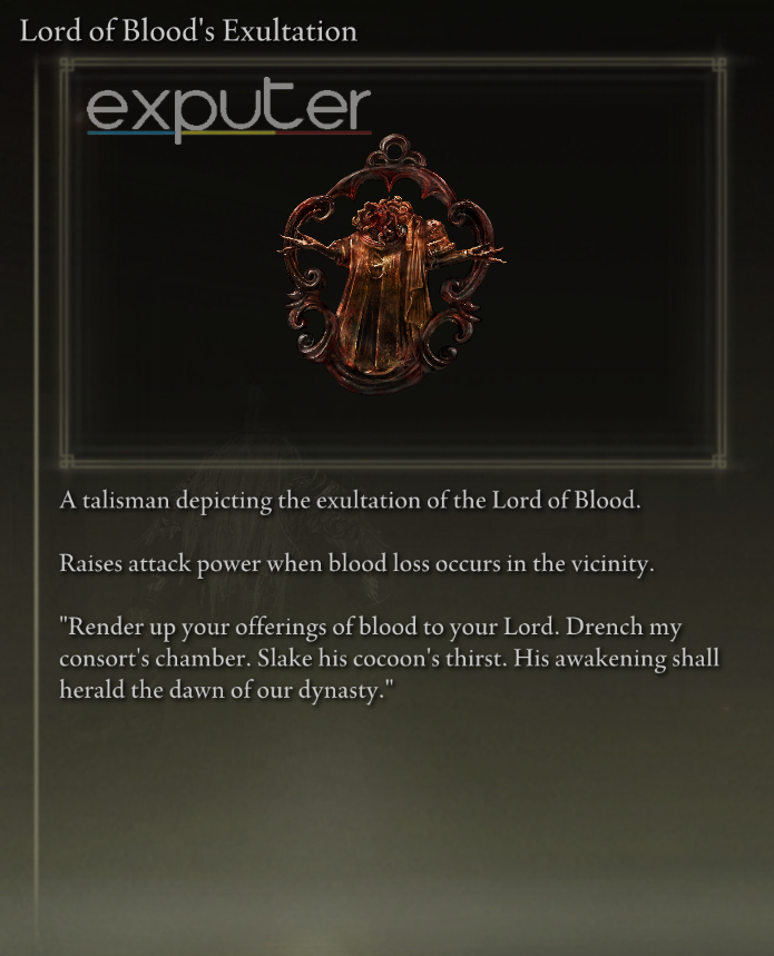 Lord of Blood's Exultation Elden Ring