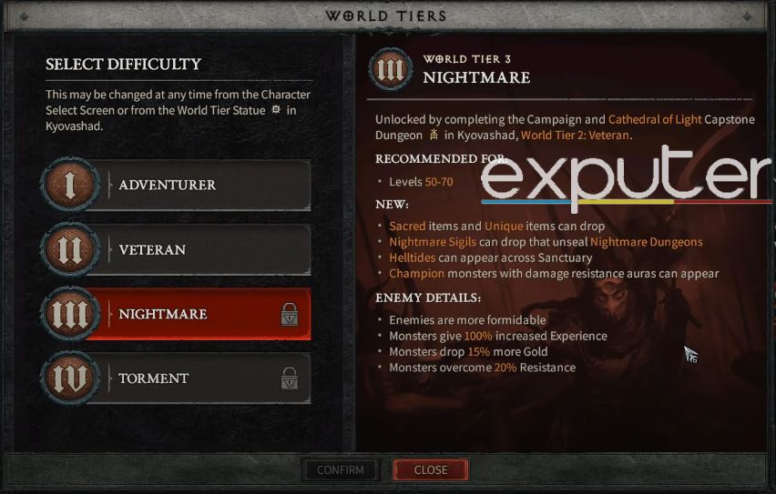 Diablo 4 Nightmare Difficulty