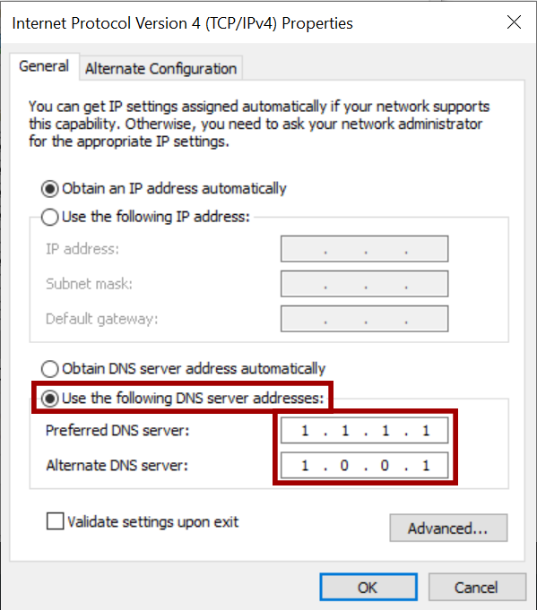 Applying DNS server addresses.