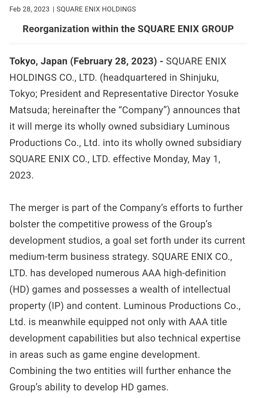 Businesses｜SQUARE ENIX HOLDINGS CO., LTD.