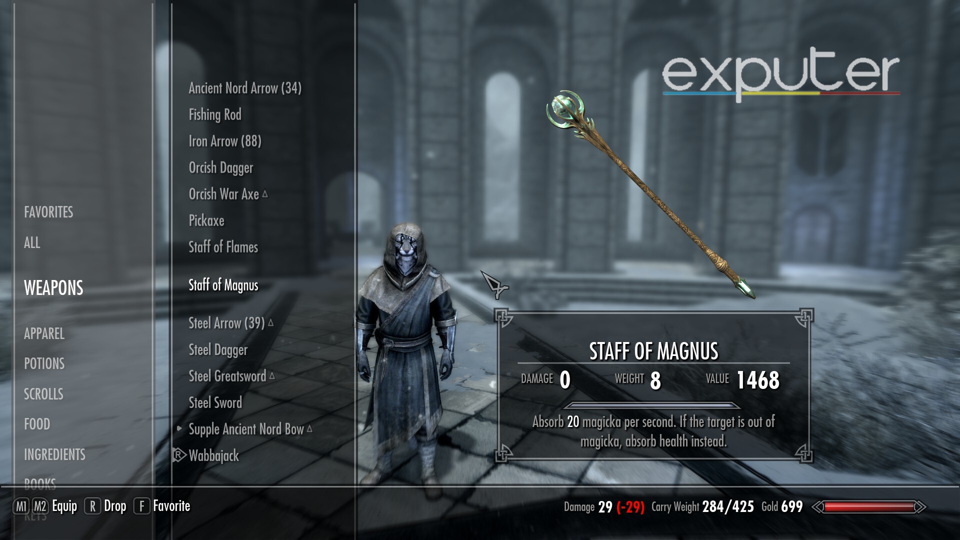The mage gear in skyrim staff of magnus.