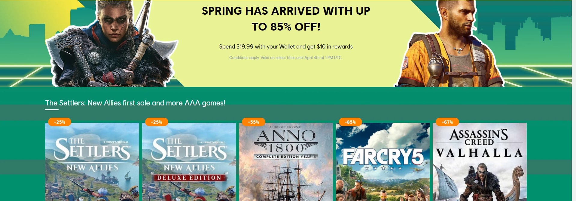 The Spring Sale Offers on the Ubisoft Store