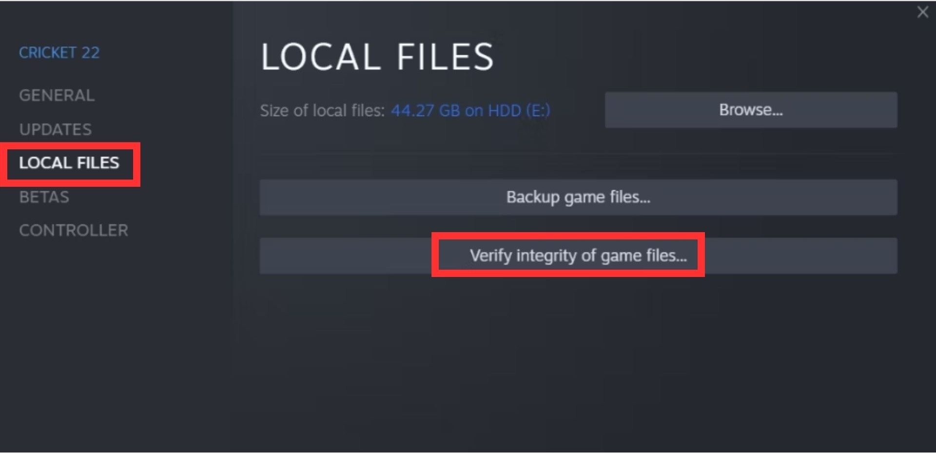 Local Files: Verify integrity of game files.