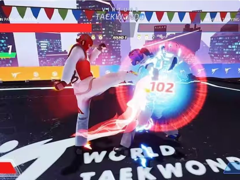 Virtual Taekwondo is a game where two players compete in a virtual space.