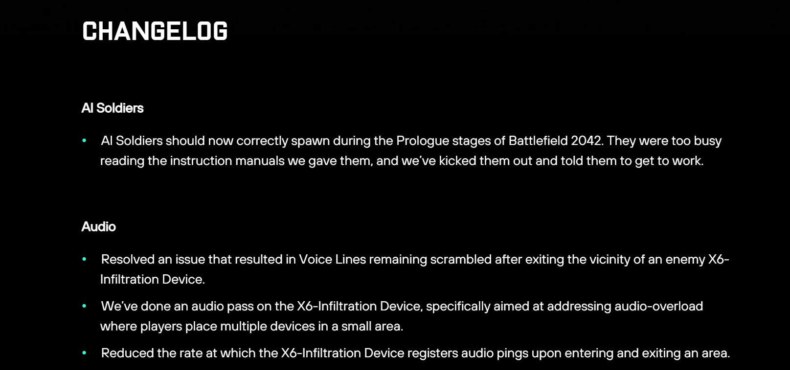 Battlefield 2042 patch notes