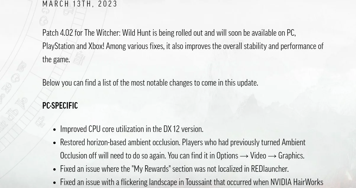 The Witcher 3: Atualização 4.02 traz melhorias de desempenho e correções de  bugs - Millenium