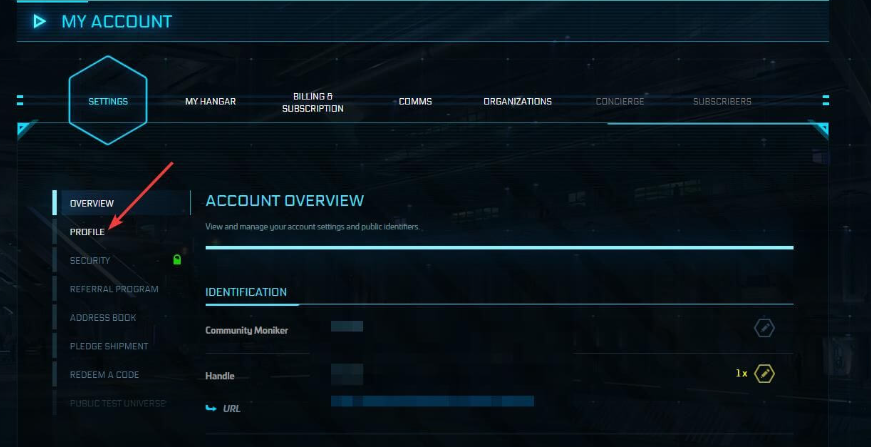 Go to profile in account overview