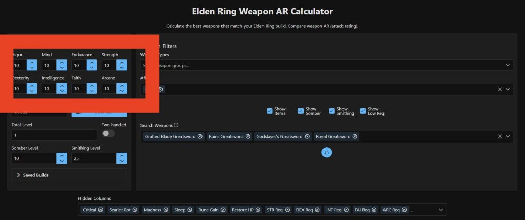 Elden Ring AR Calculator