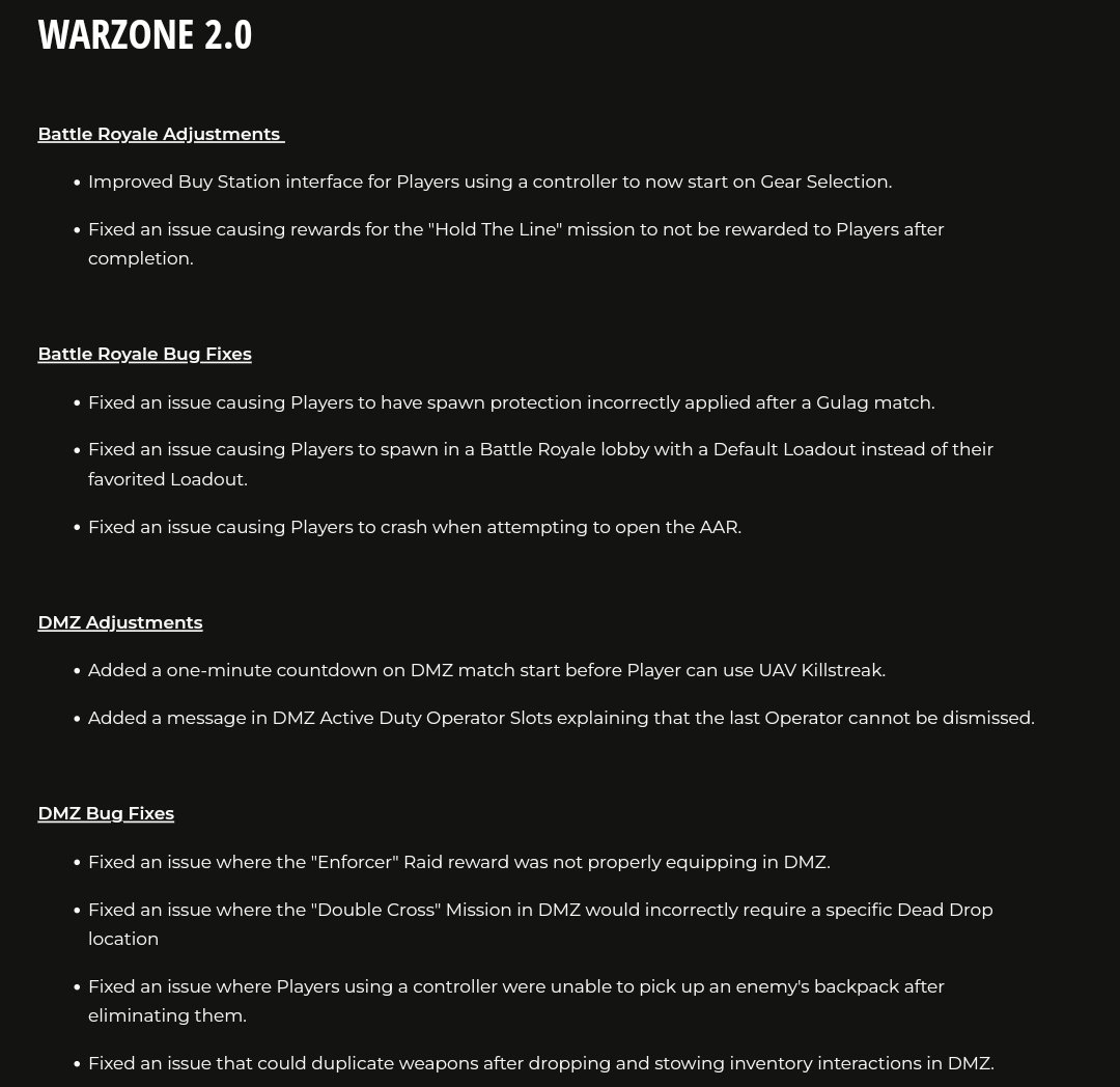 Warzone 2.0 April 19 update patch notes.