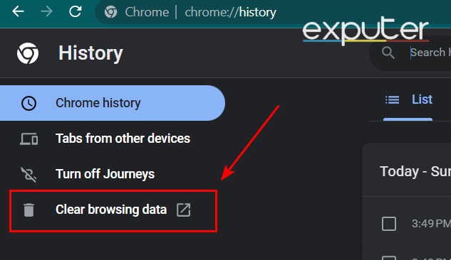 How to Clear browsing data in chrome