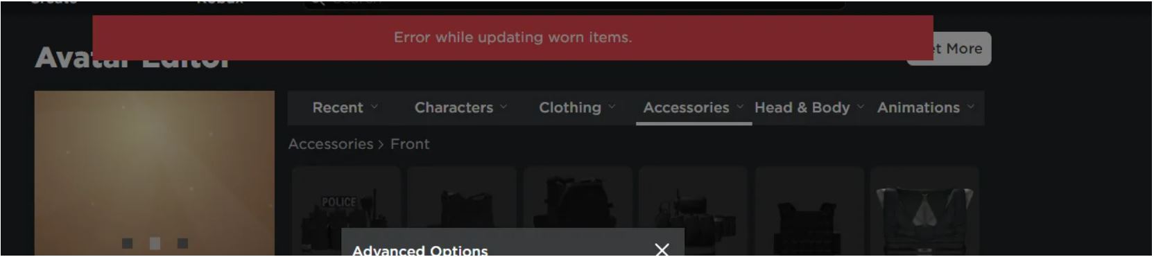 Learn how to fix error while updating worn items.