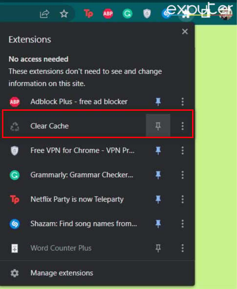 The Extensions in chrome