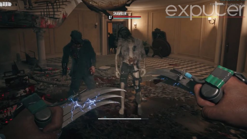 The image shows the party killing zombies in death. 