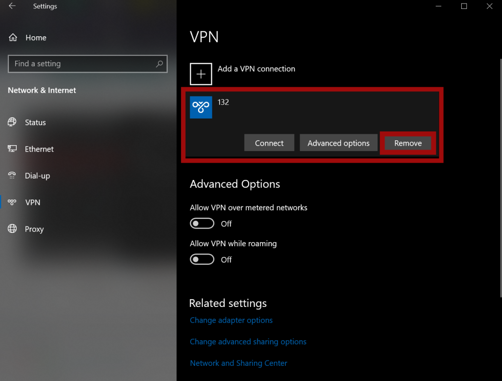 Changing VPN Settings.