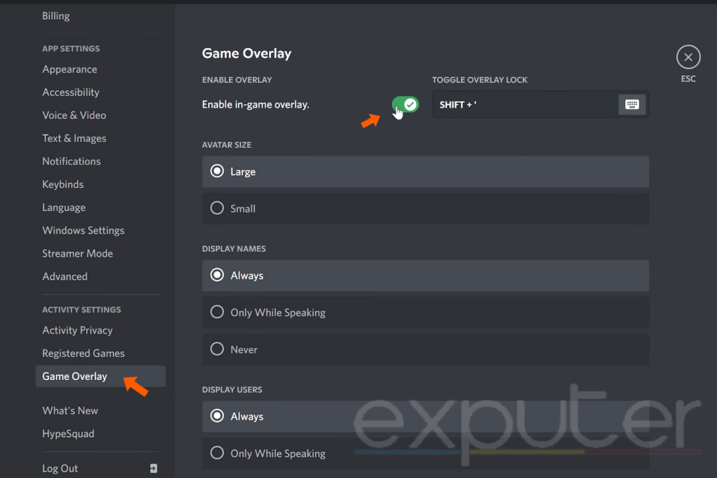 Disabling In-Game Overlay in Discord