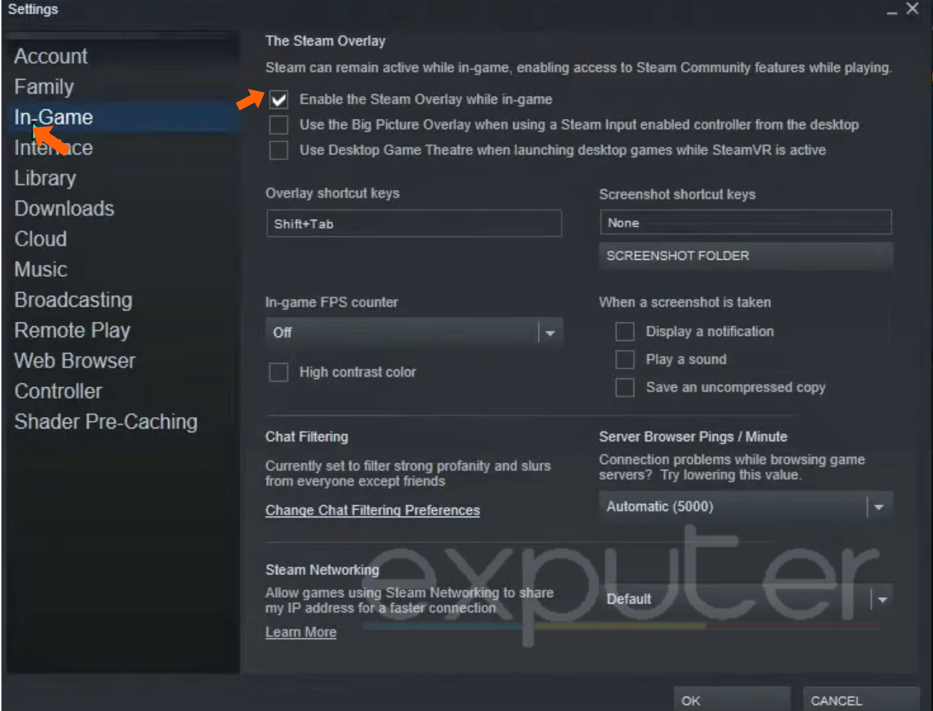 Disabling the In-Game Overlay in Steam