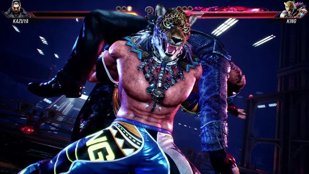 King as he uses his Rage Art on Kazuya in Tekken 8.