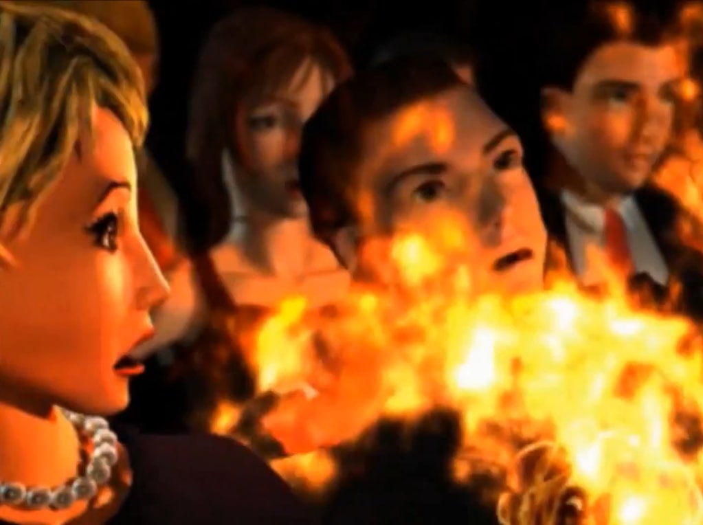 The audience bursts into flames in the opera scene of Parasite Eve.