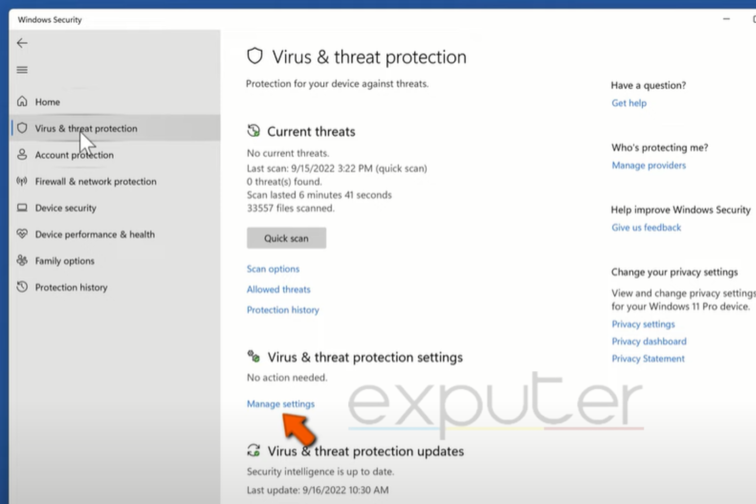 Windows Virus and threat Protection