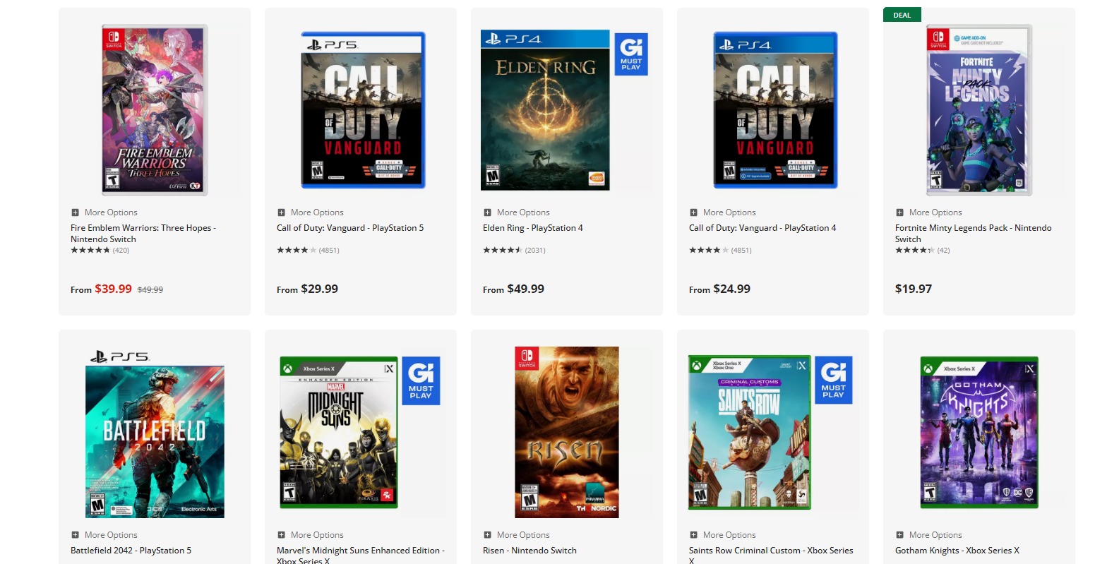 GameStop's new "buy one get one free" deal featuring a set of enticing games.