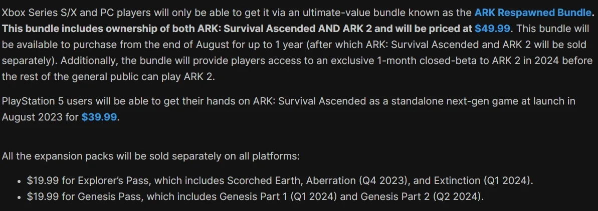 Ark 2 has been delayed, Ark 1 is getting a $40 upgrade that will kill  last-gen servers