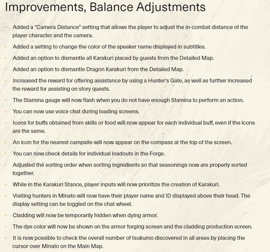 Wild Hearts improvements and balance adjustments