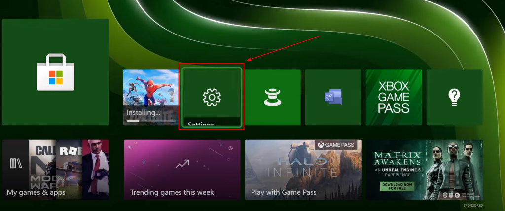 How to launch Settings on Xbox
