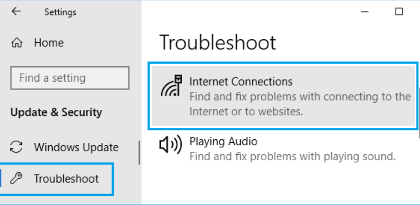 Windows Troubleshoot menu