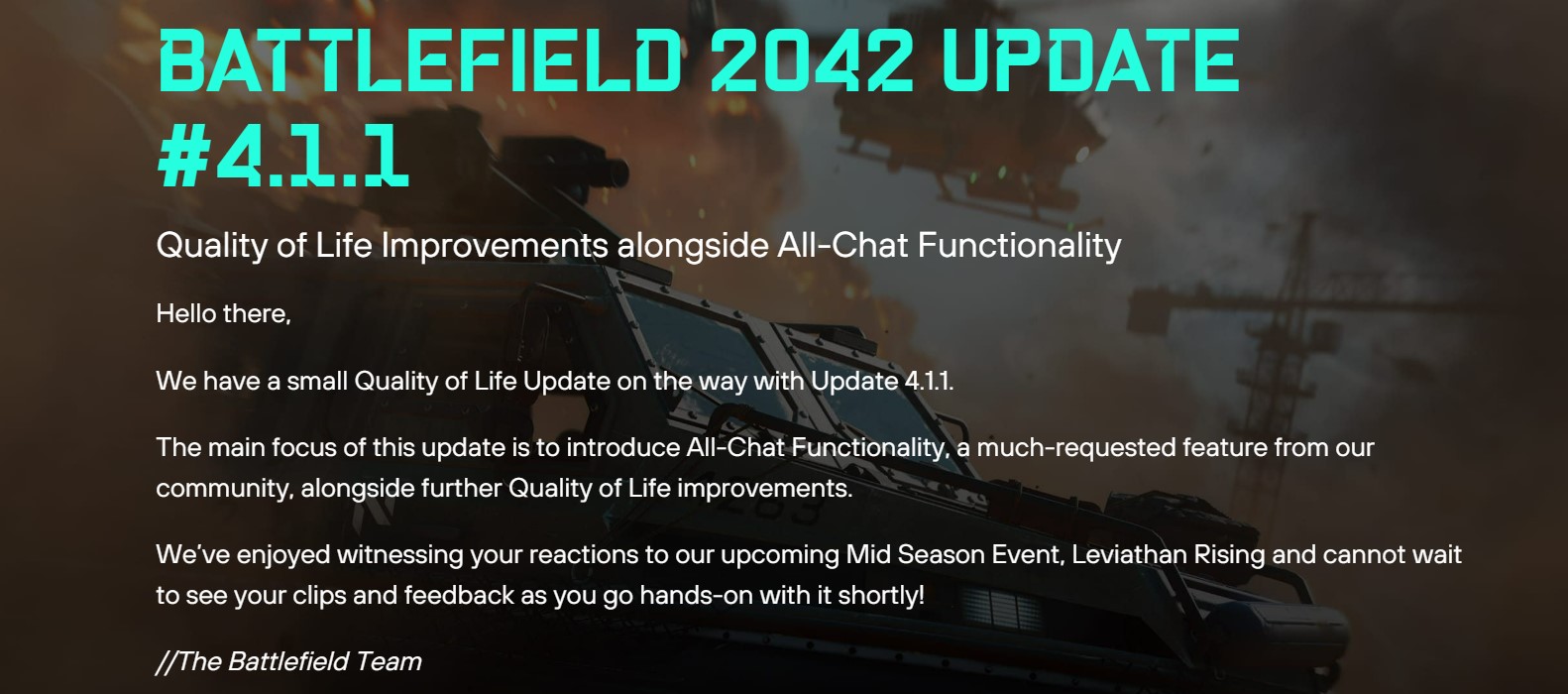 Battlefield 2042 patch notes