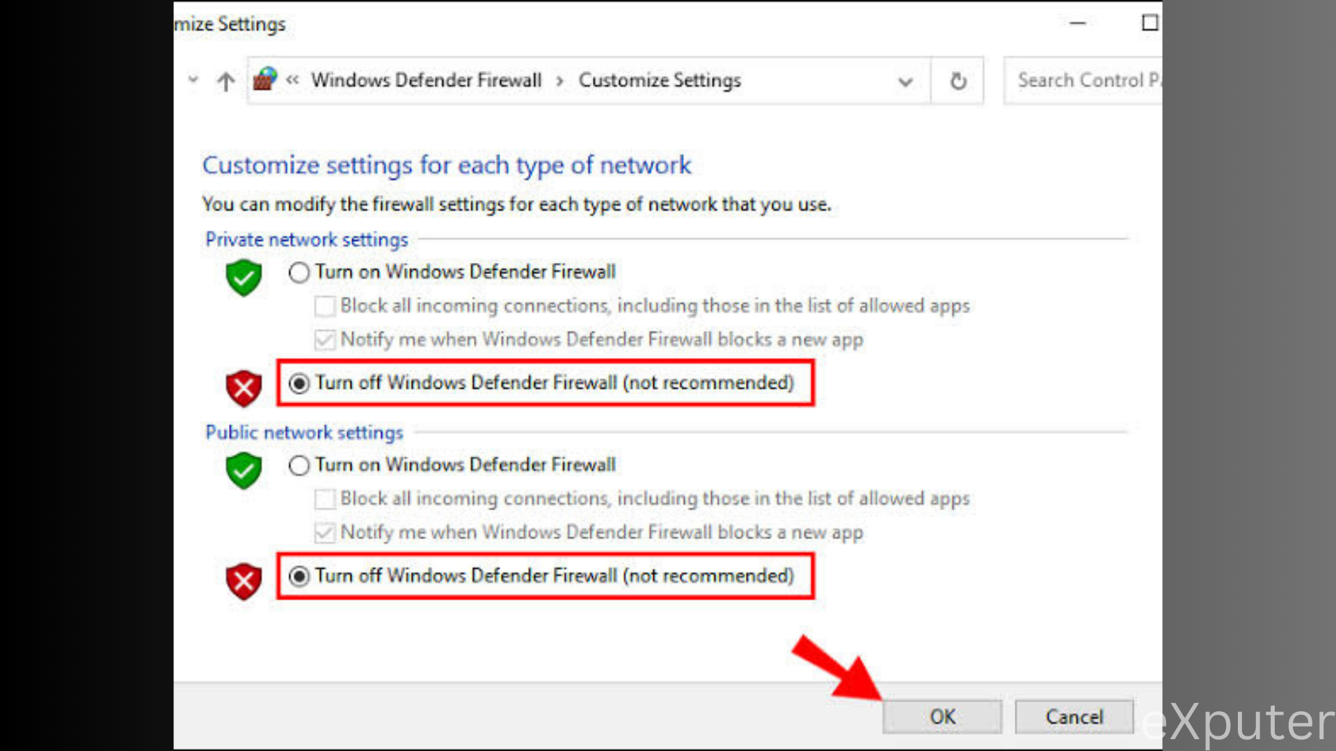 Turn Off Firewall in Windows 10