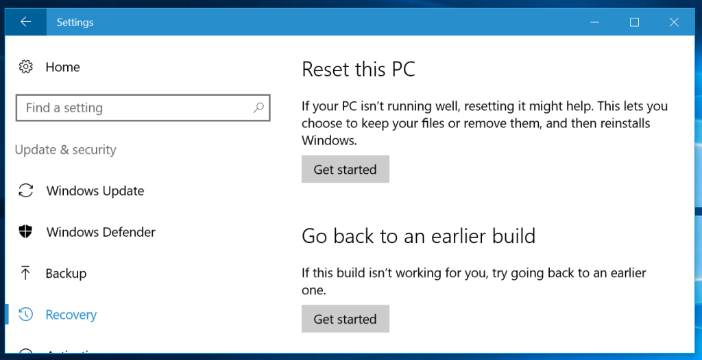 Resetting Your Windows