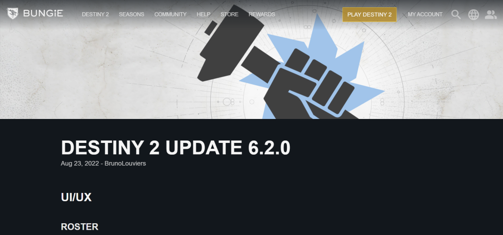 Destiny 2 Updates Website