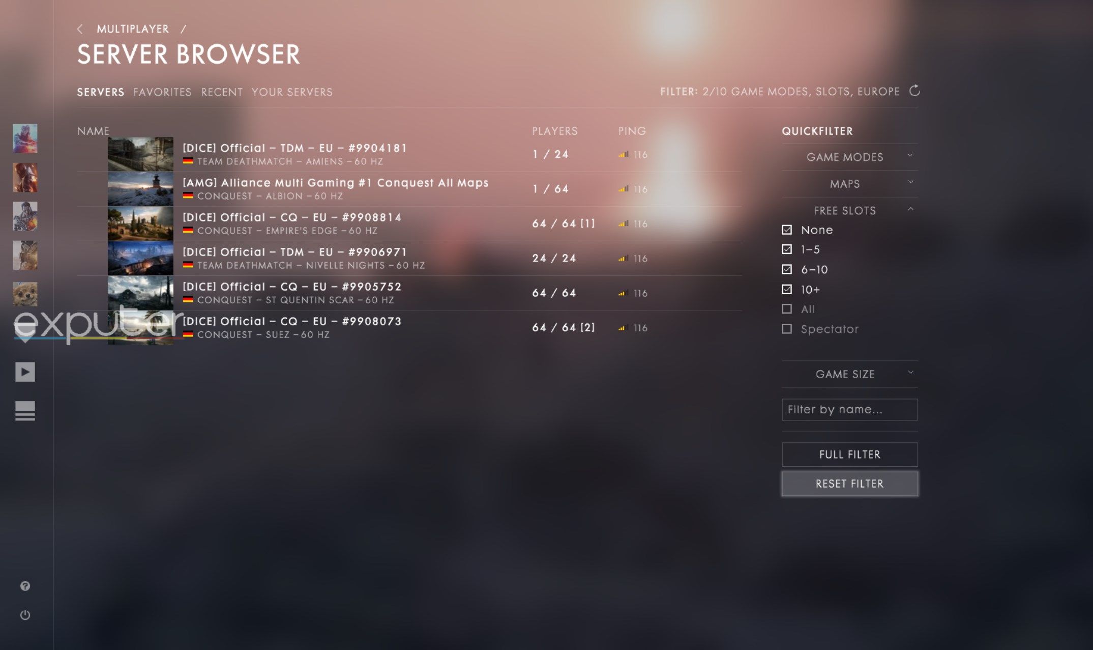 Battlefield 1 Server Browser