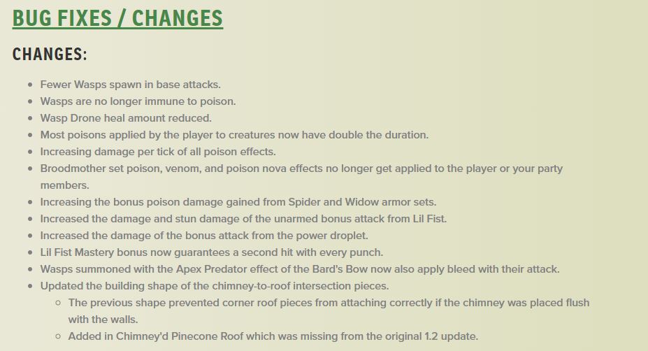 List of all the changes brought by the latest Grounded update.