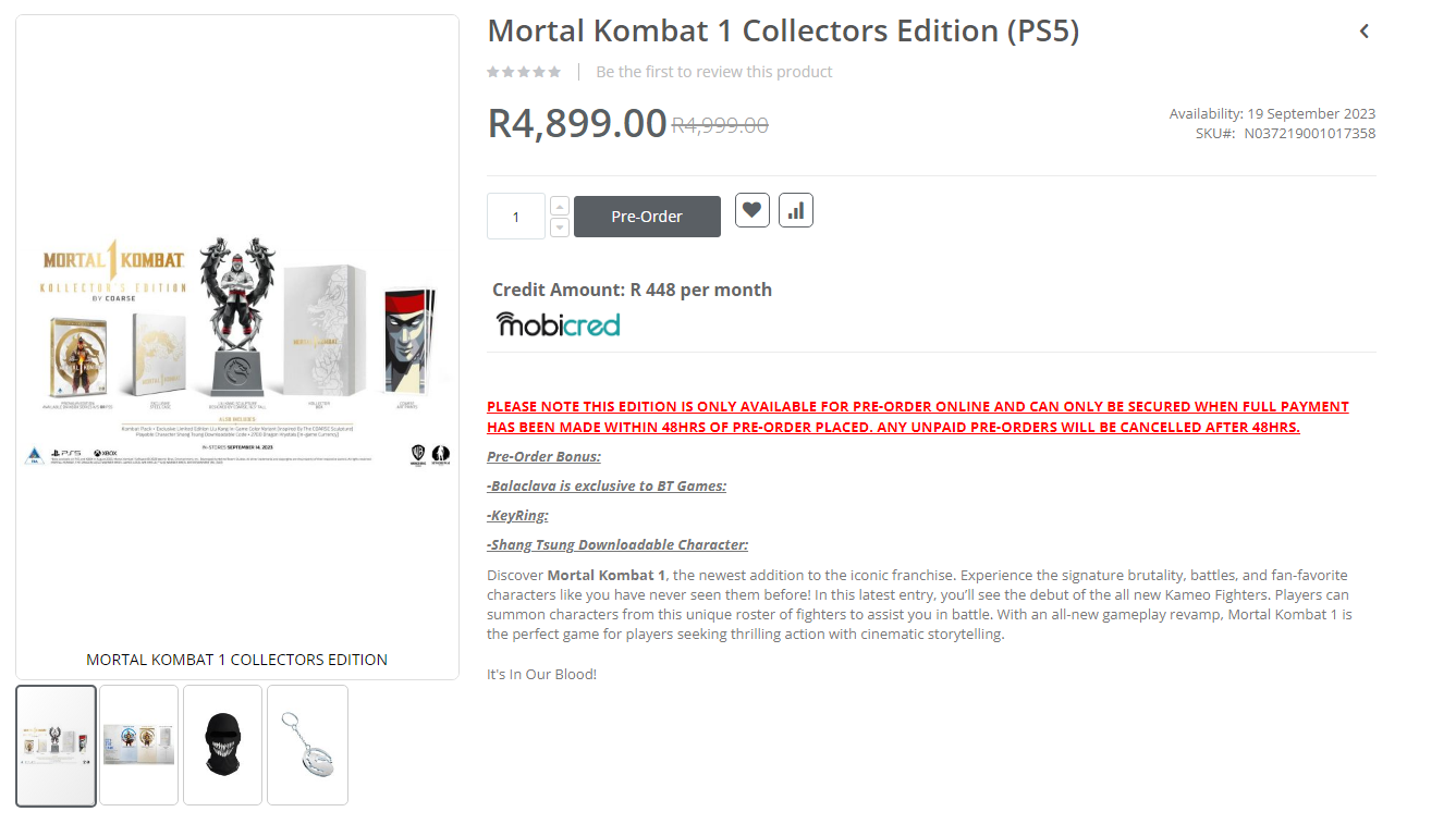 The Mortal Kombat 1 Collectors Edition on BT Games