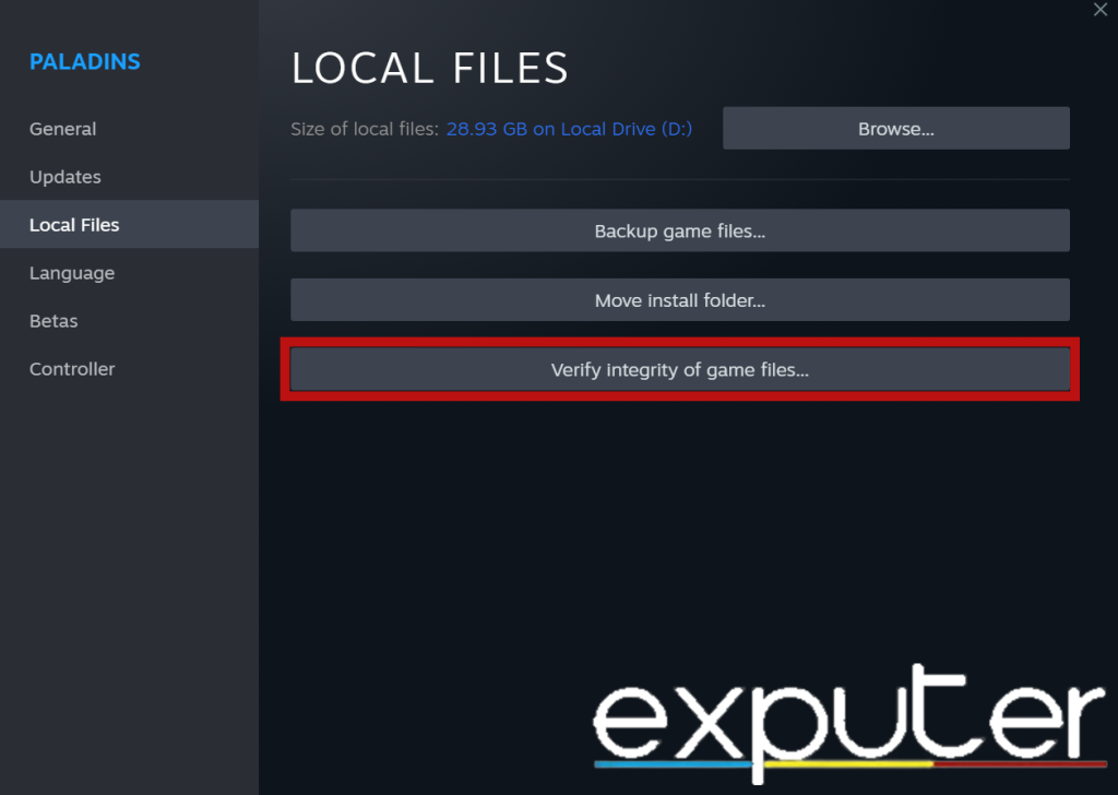 Verifying Integrity of Game Files in Steam. (Image by eXputer)