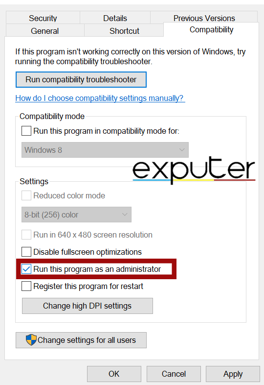 Changing Compatibility Settings.(image by eXputer)