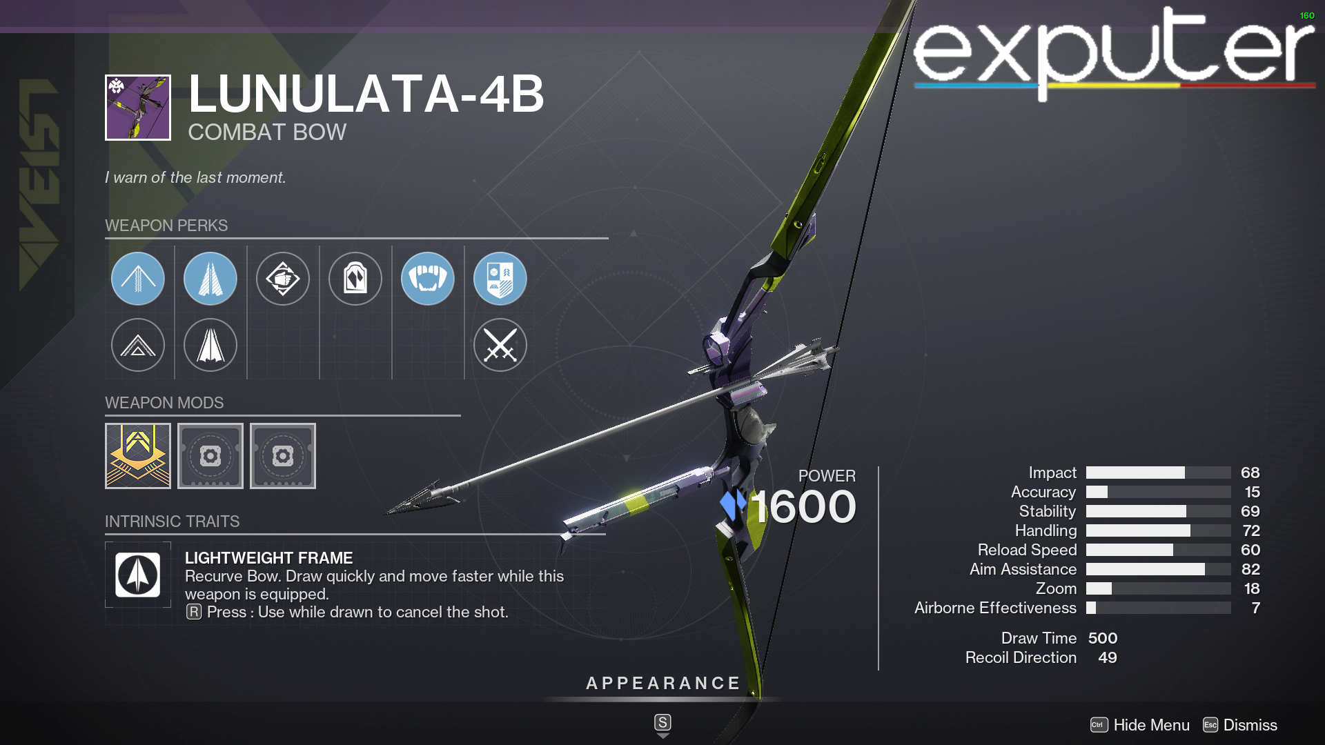 Lunalata-4B Bow with stasis energy