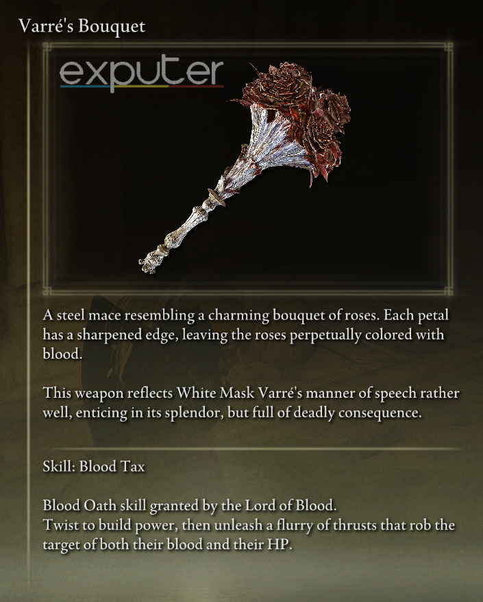 varre's bouquet – one of the best arcane weapon