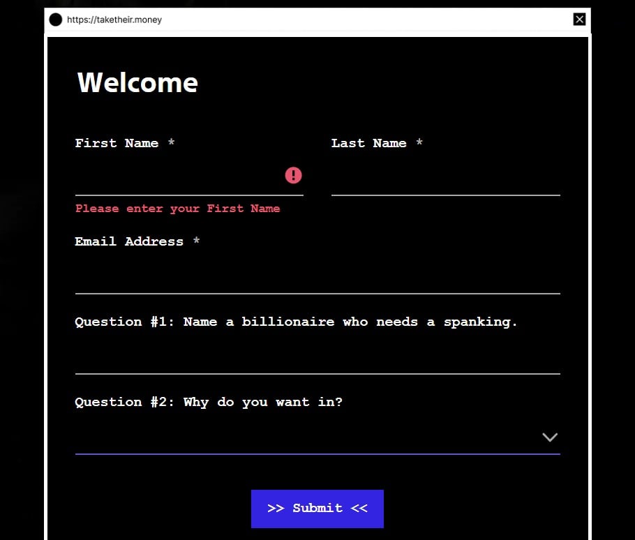 Fairgame$ login screen after gaining access to the cryptic site.