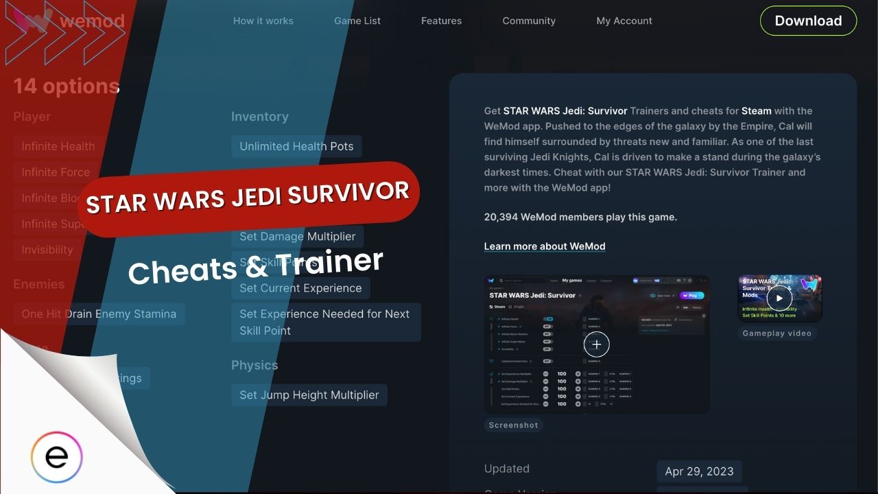 Star Wars Jedi Survivor Cheats and trainers