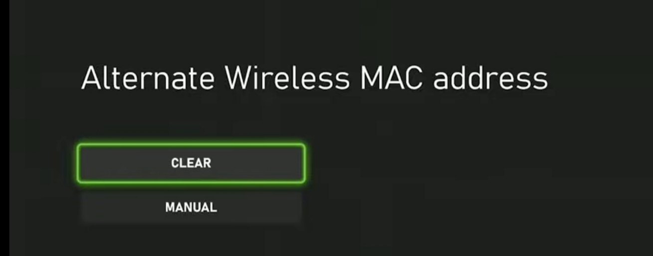Clearing alternate Mac address in Xbox