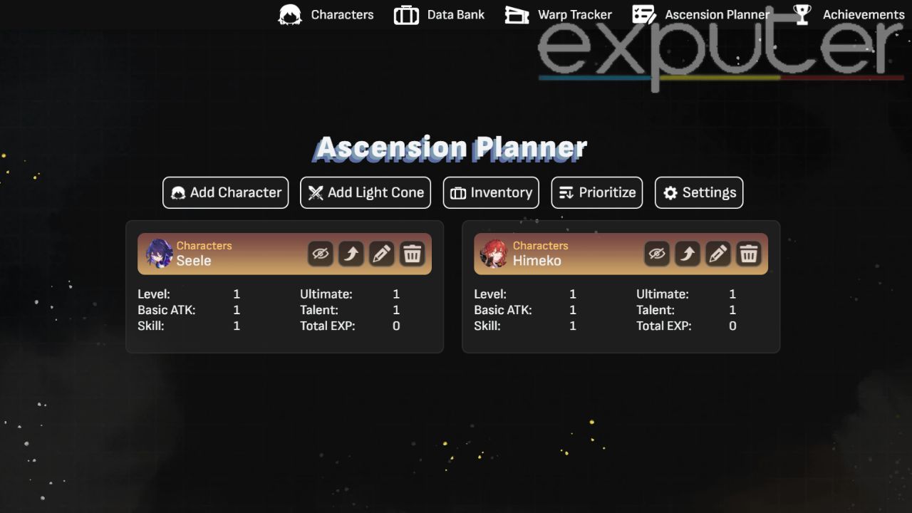 Image shows Ascension Planner