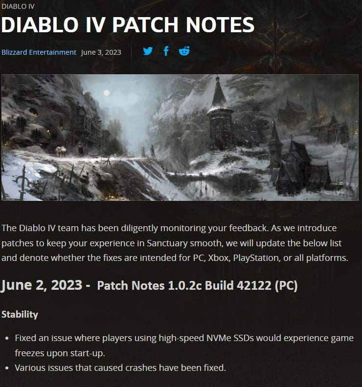 Diablo 4 Patch Notes for update 1.0.2.c 