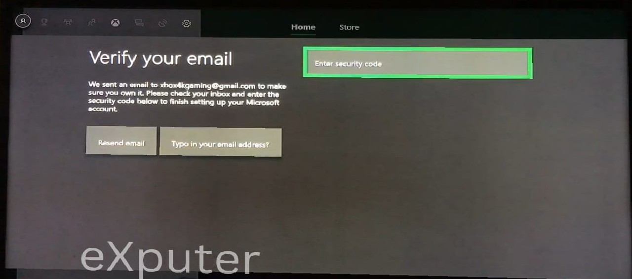 Entering the security code to create new account in xbox 