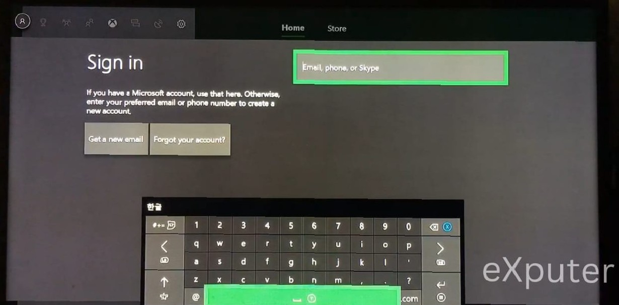 Entering email to create new account in xbox