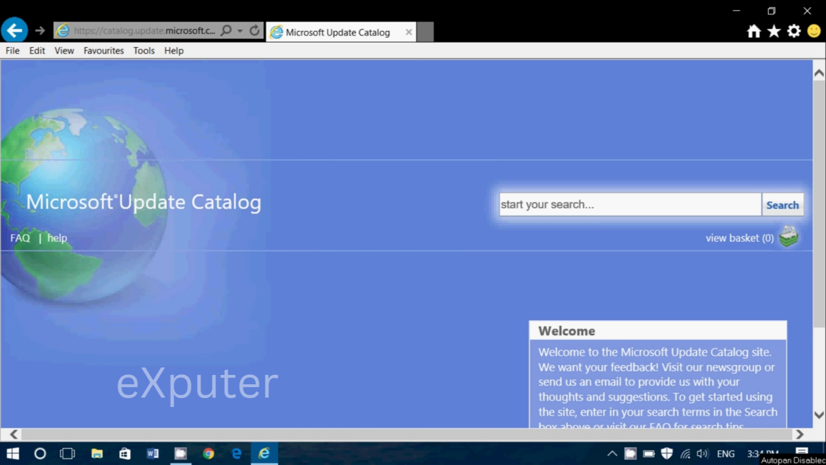 Opening Microsoft update Catalog 